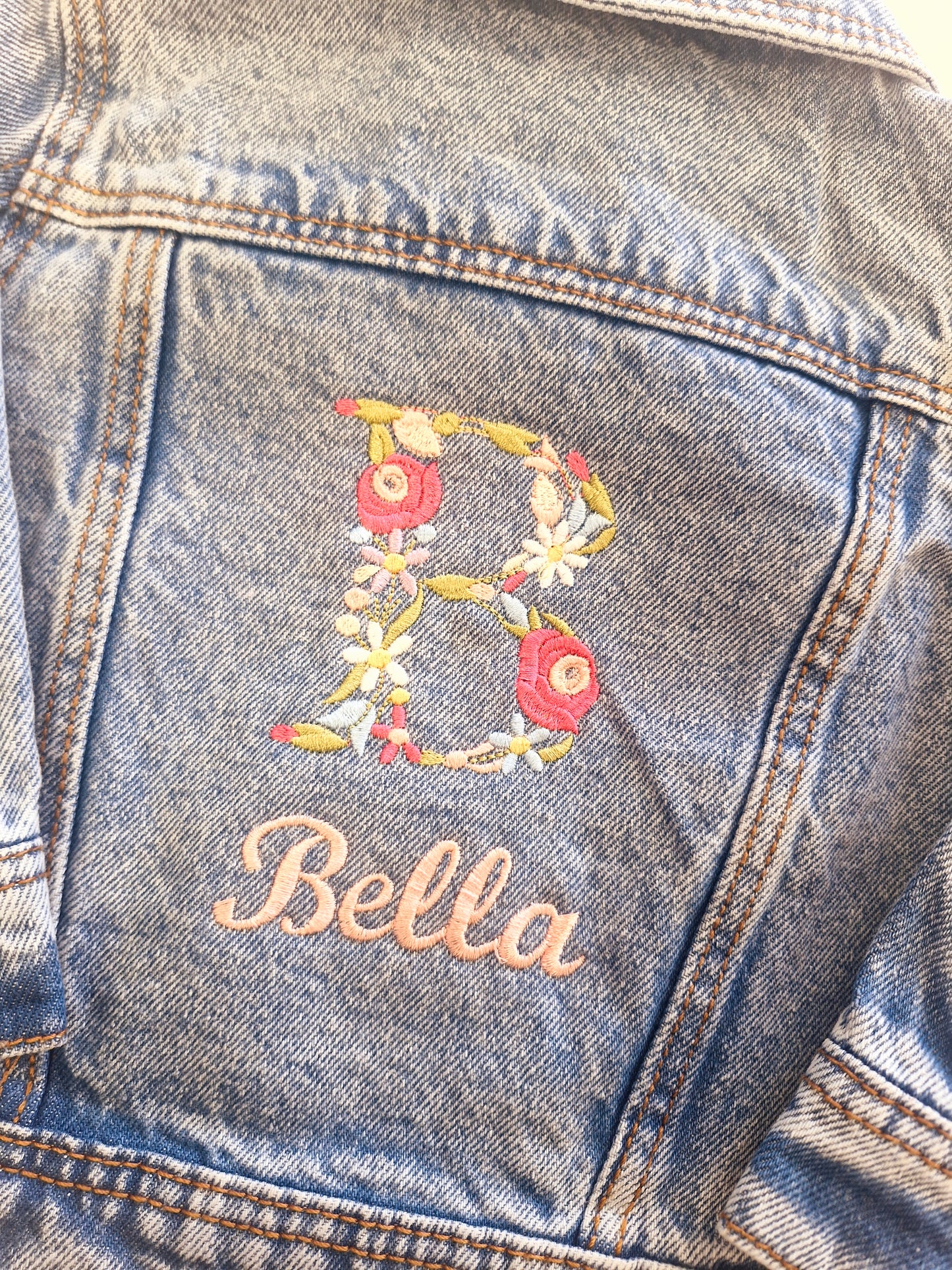 Personalised Floral Initial Denim Jacket