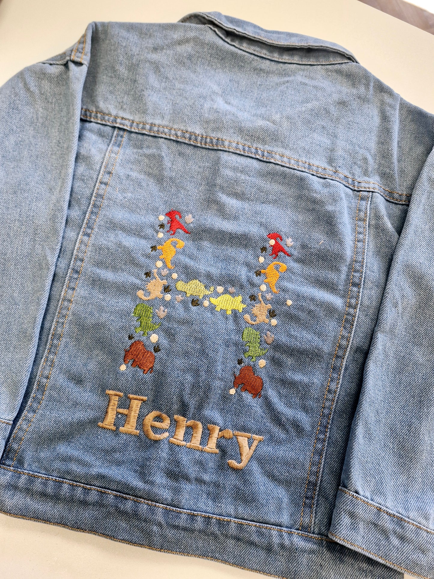 Personalised Dinosaur Initial Denim Jacket