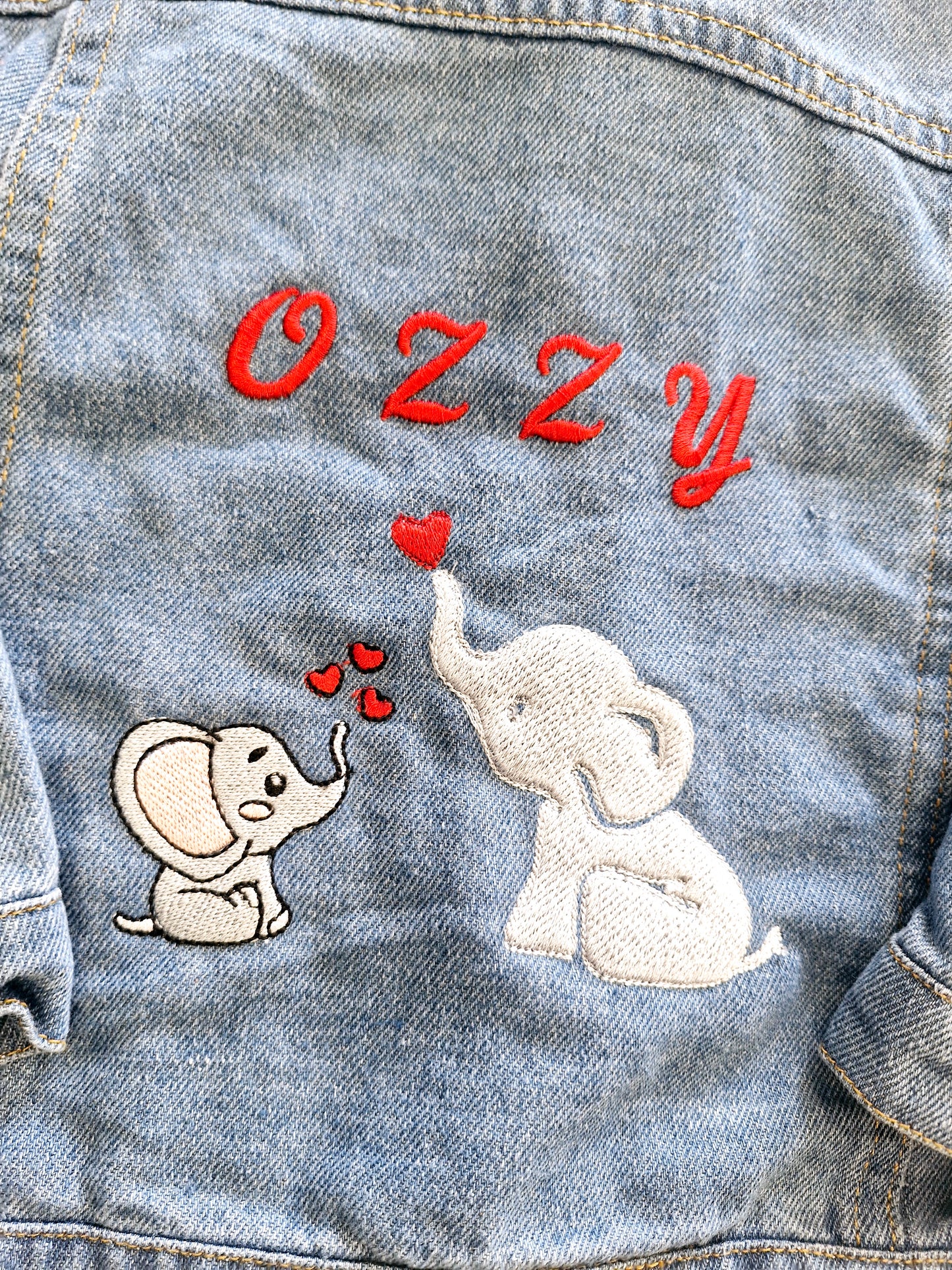 Personalised Elephant Denim Jacket