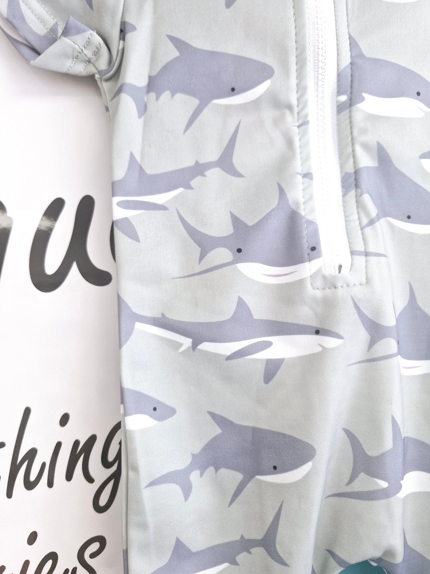 Shark print Swim Romper 6-12 months preloved