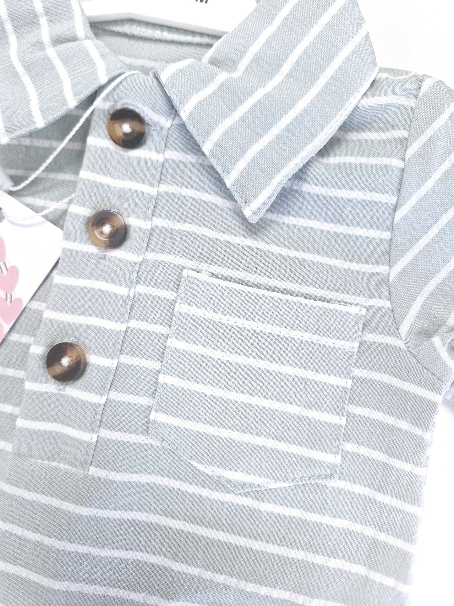 Sage green baby summer romper 6-9 months preloved
