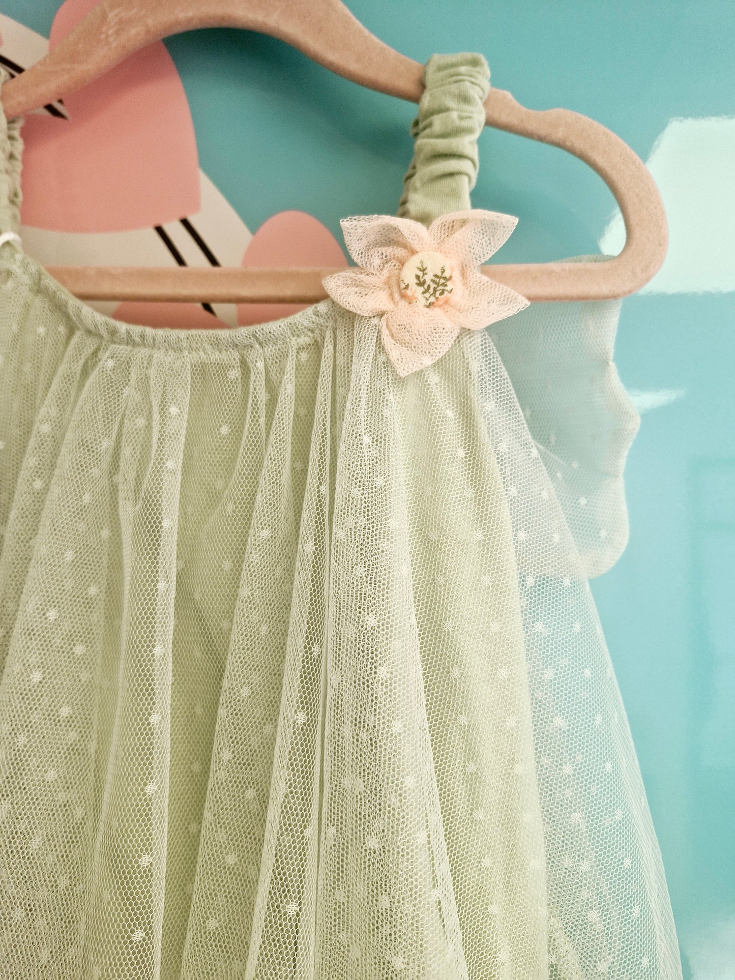 Sage green tulle dress 1-2 years preloved