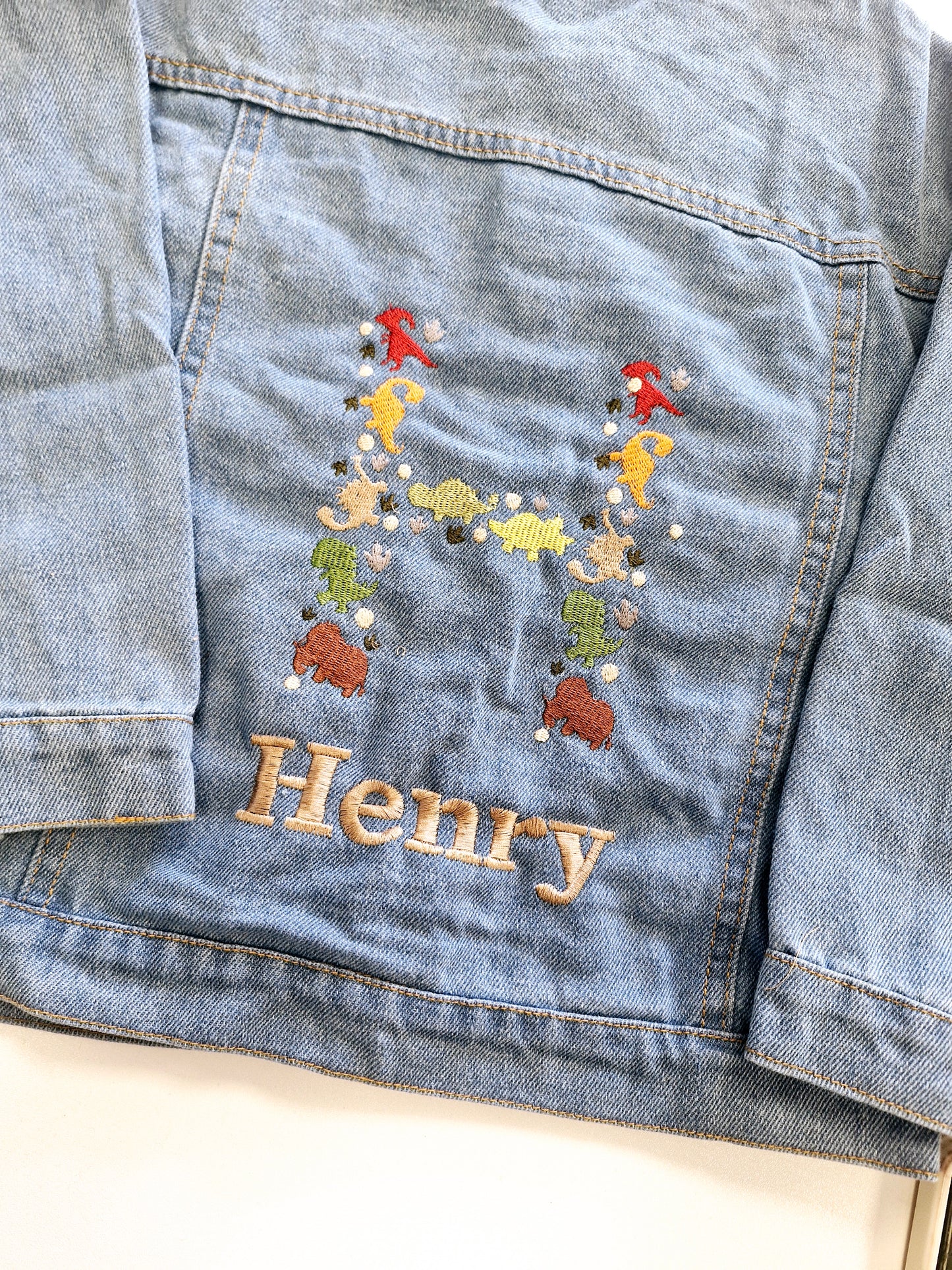 Personalised Dinosaur Initial Denim Jacket