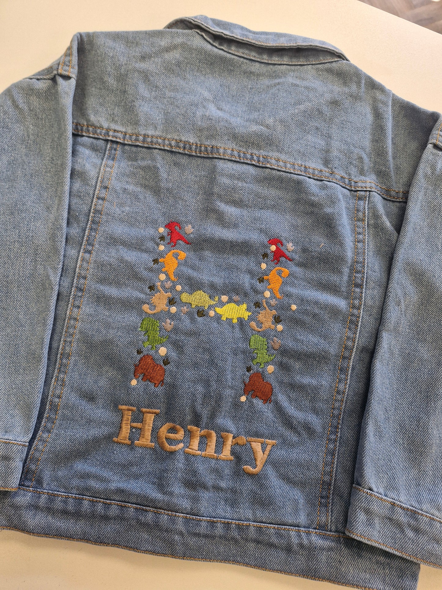 Personalised Dinosaur Initial Denim Jacket