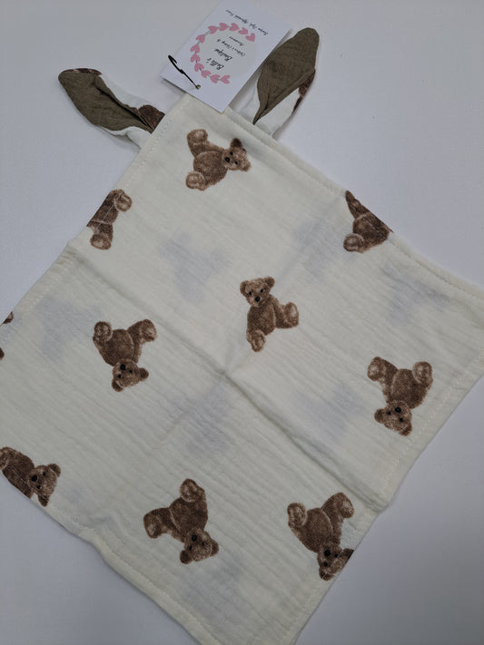 Teddy Print Muslin Comforter