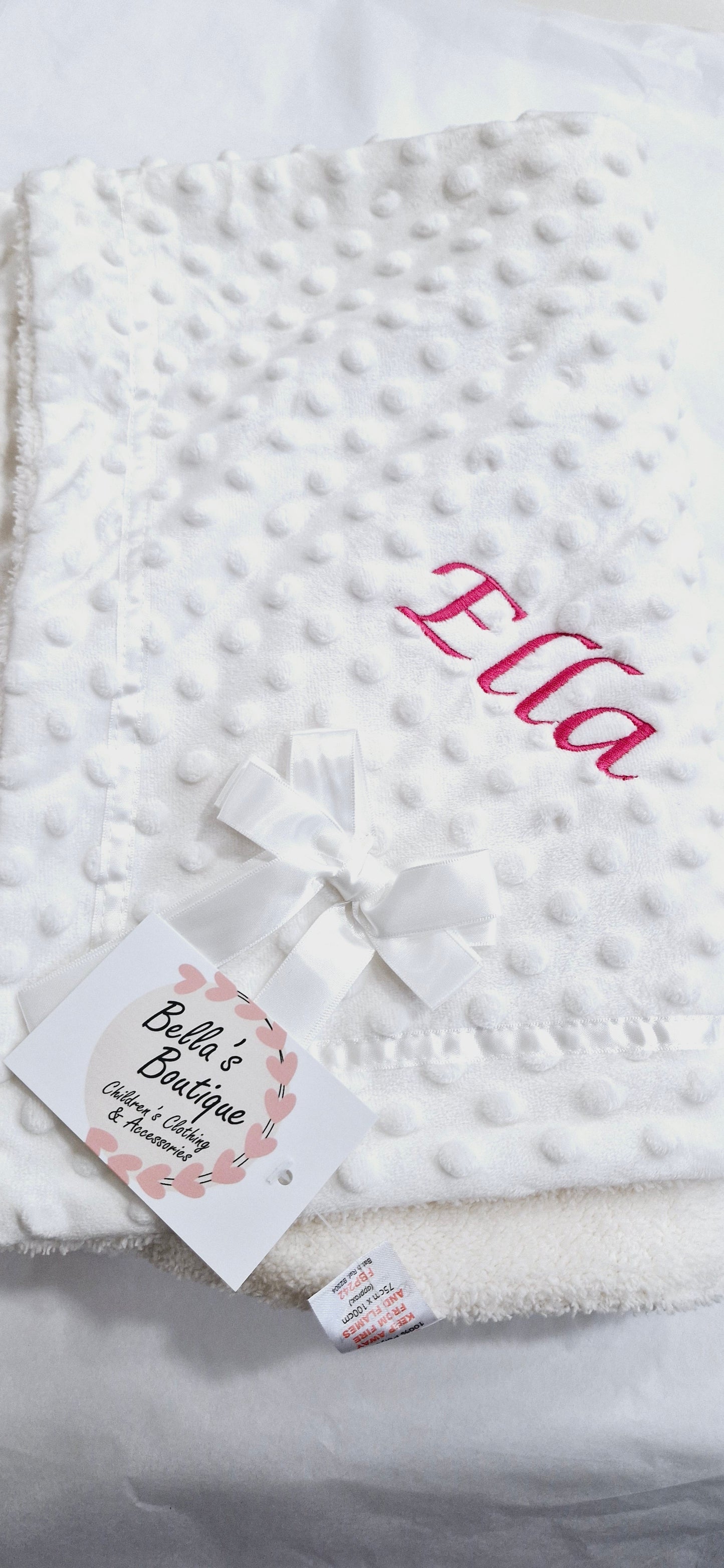 Personalised embroidered plush Bow Blanket