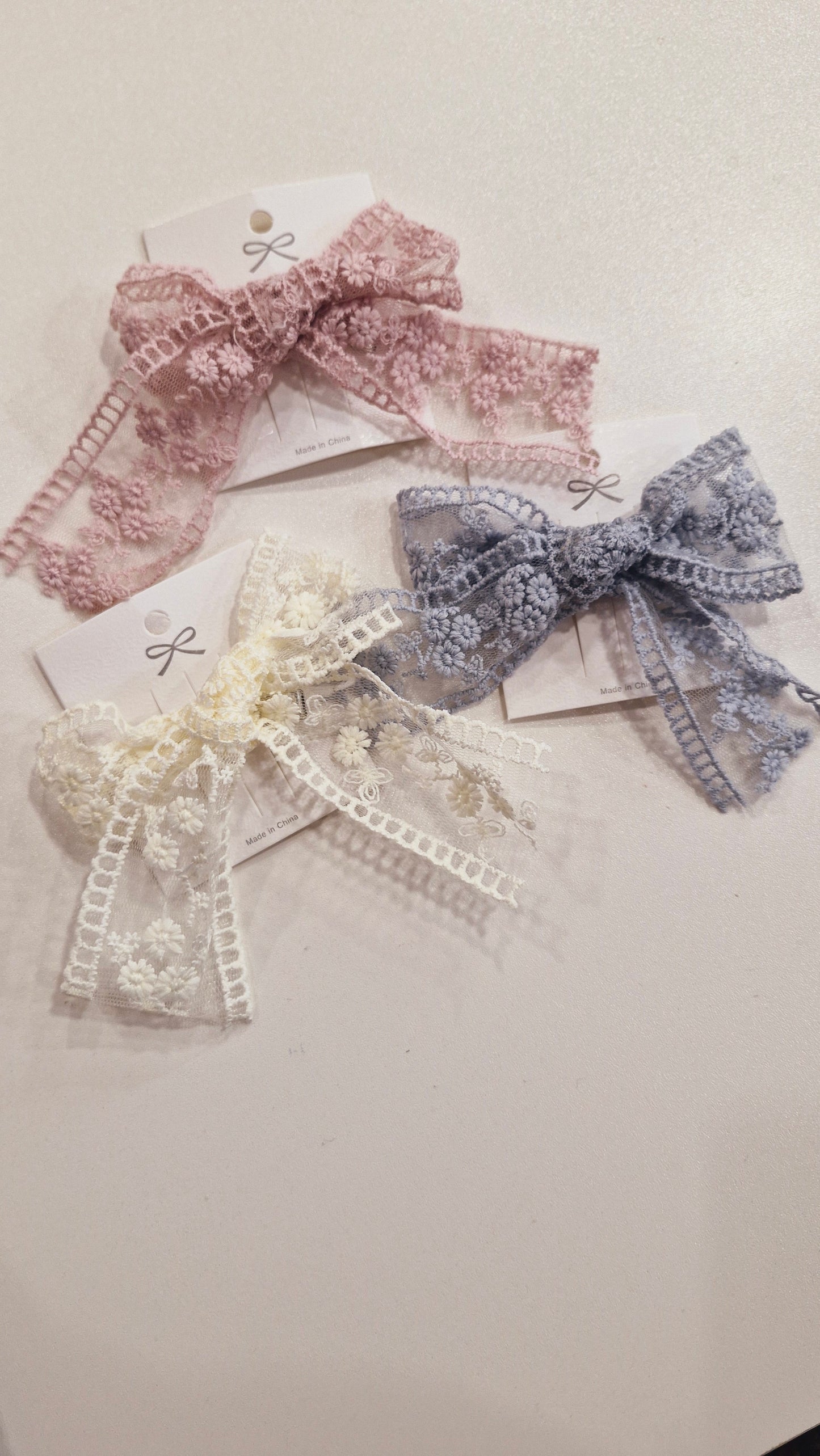 Lace Applique Bow Clip