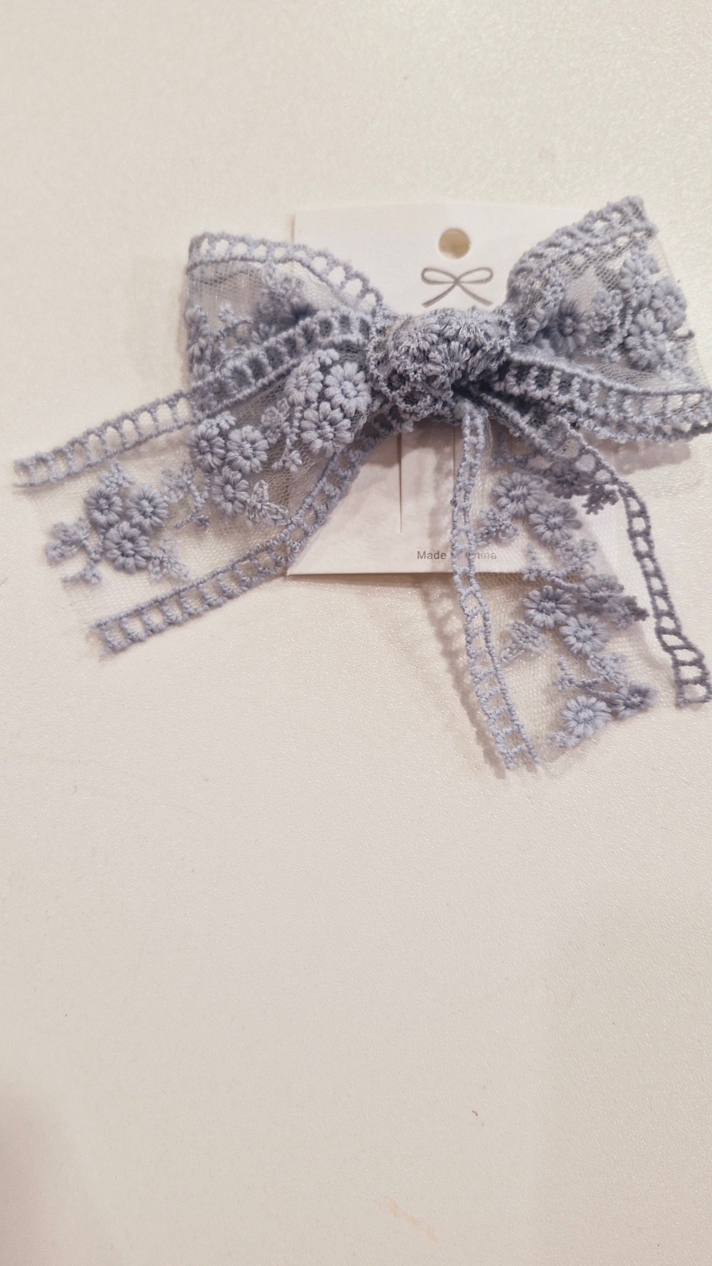 Lace Applique Bow Clip