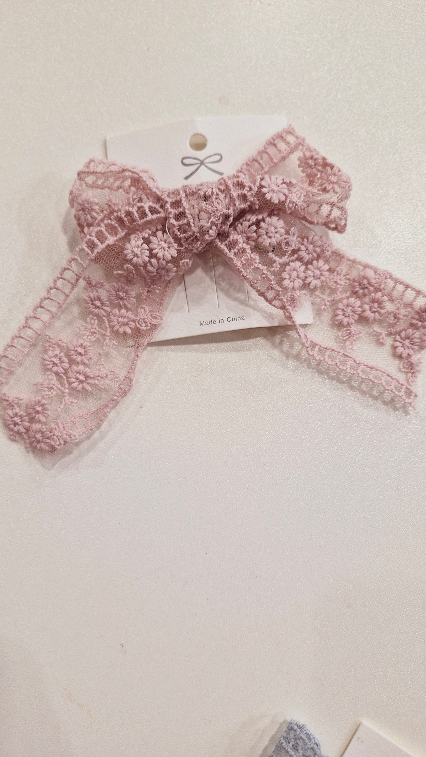 Lace Applique Bow Clip