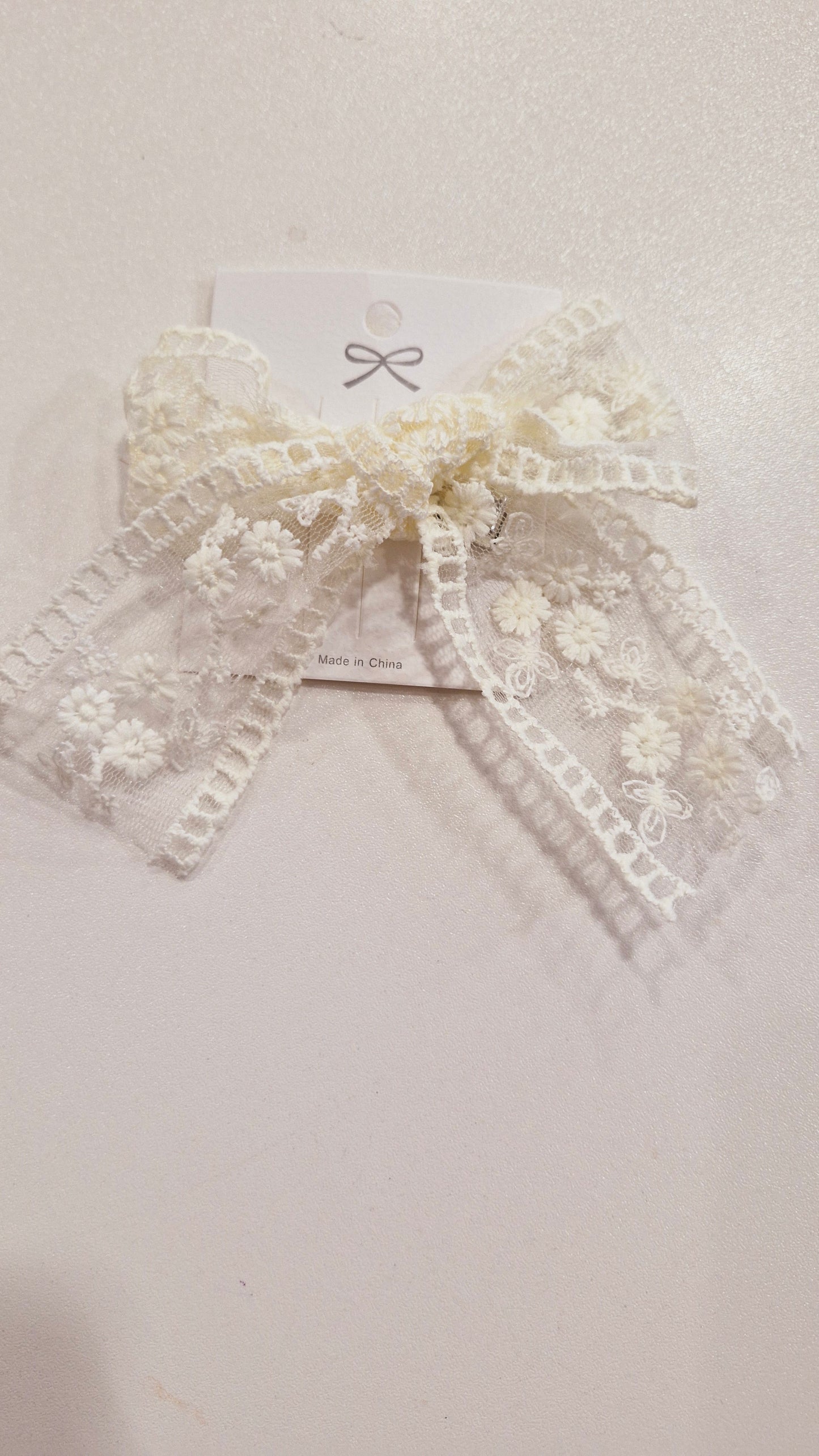 Lace Applique Bow Clip