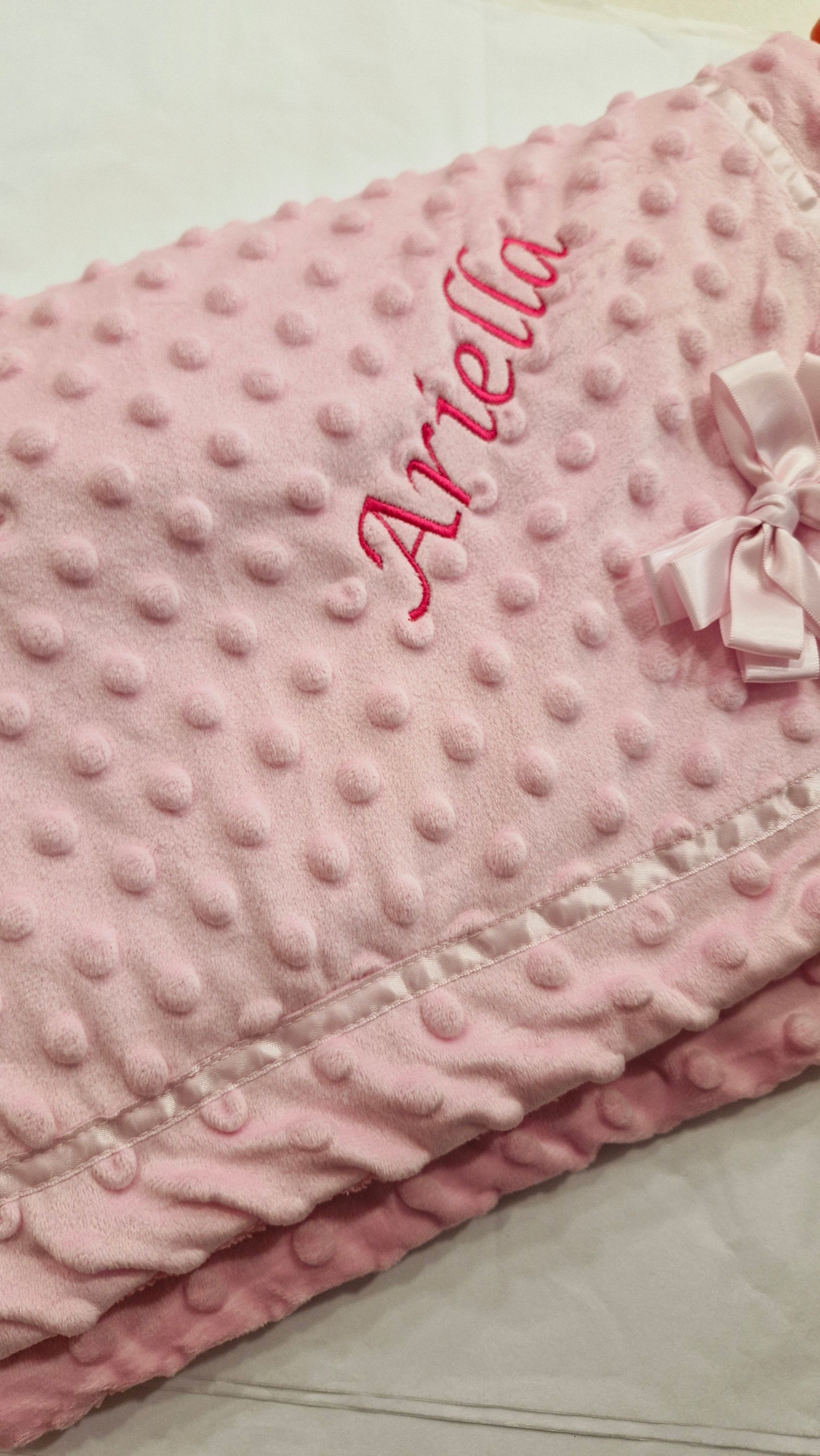 Personalised embroidered plush Bow Blanket