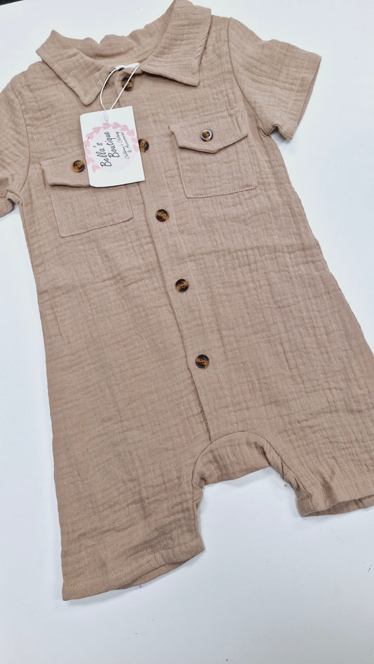 Beige romper, tags attached,  12-18 months