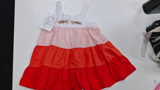 Embroidered Tiered dress, tags attached 3-6 months