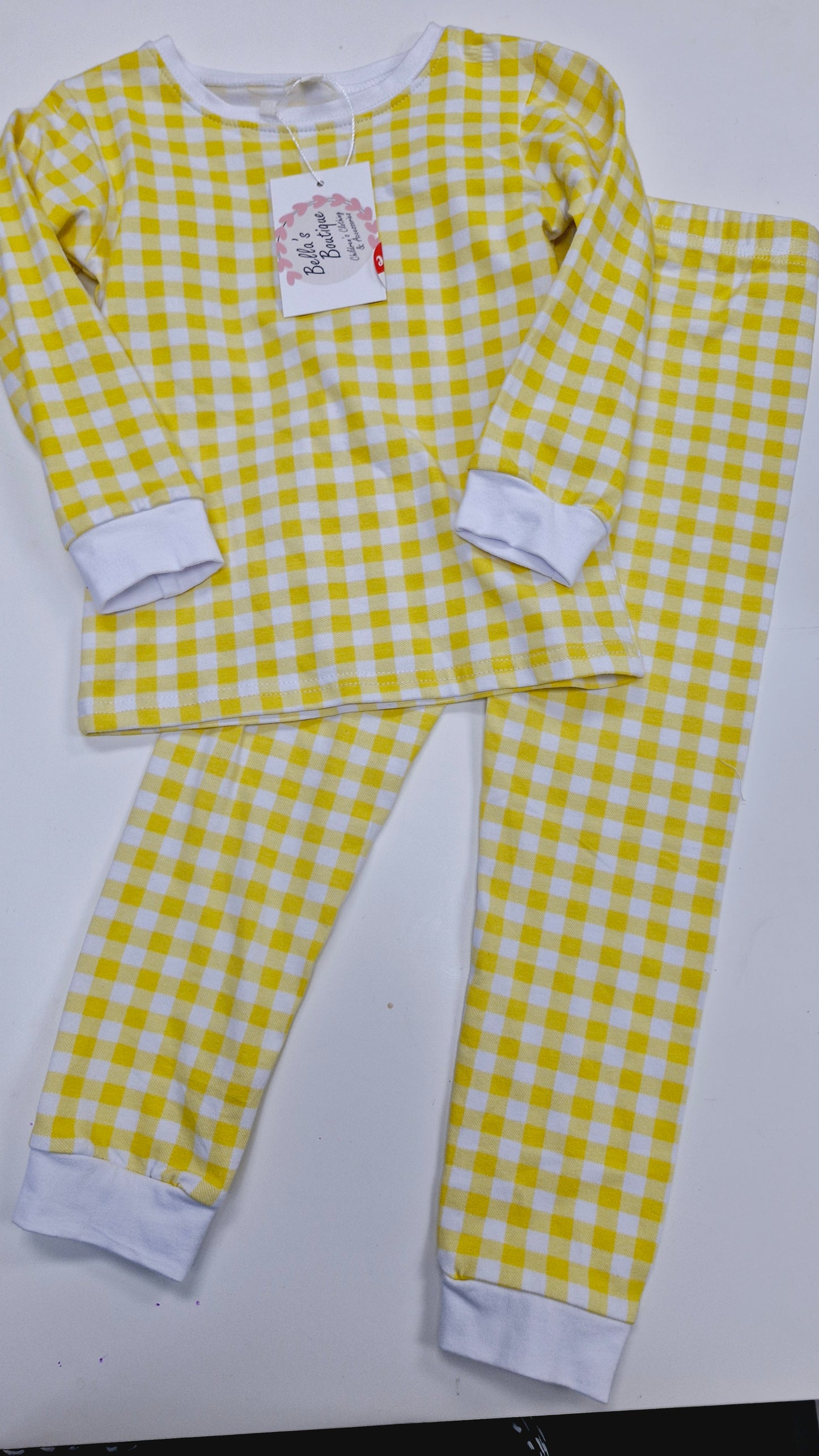 Gingham PJs with tag 4-5 years