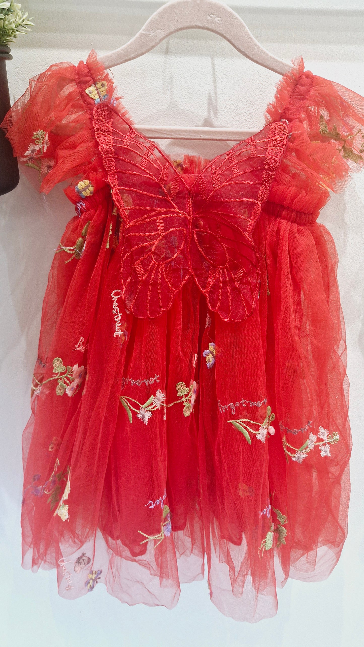 Red Floral Butterfly Dress