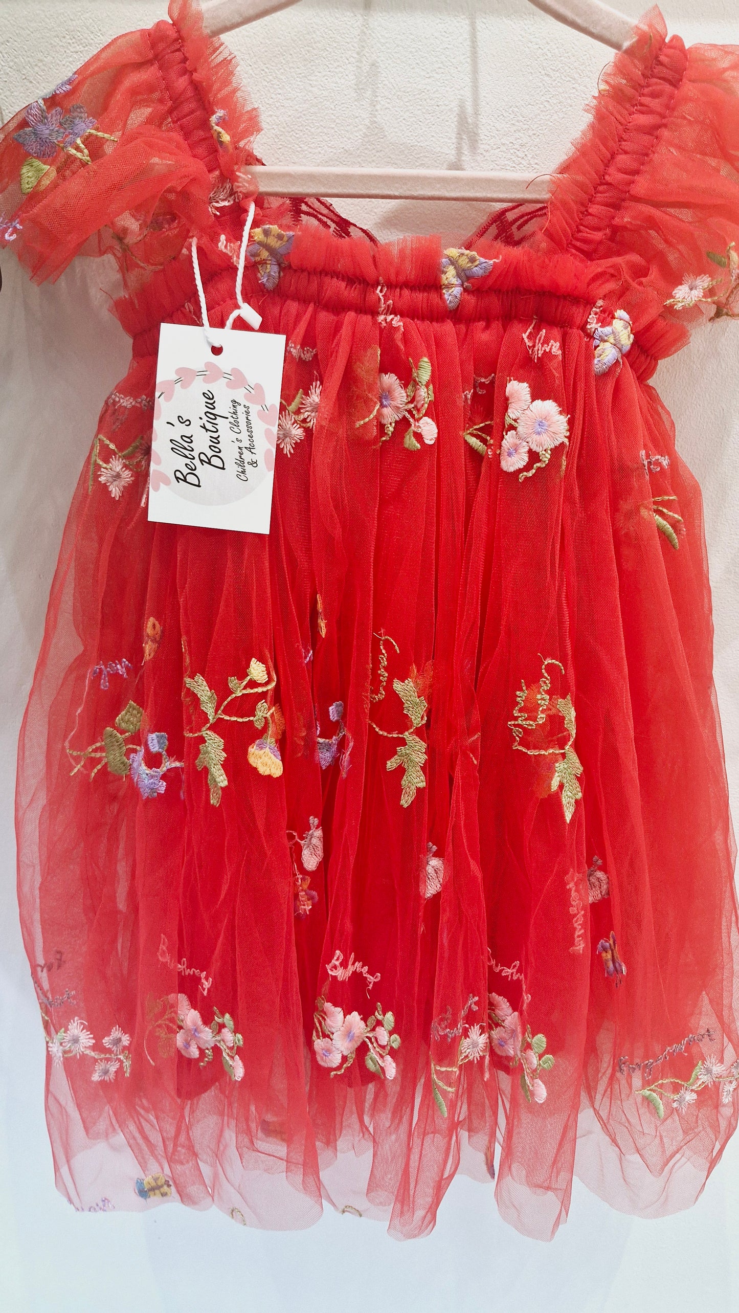 Red Floral Butterfly Dress