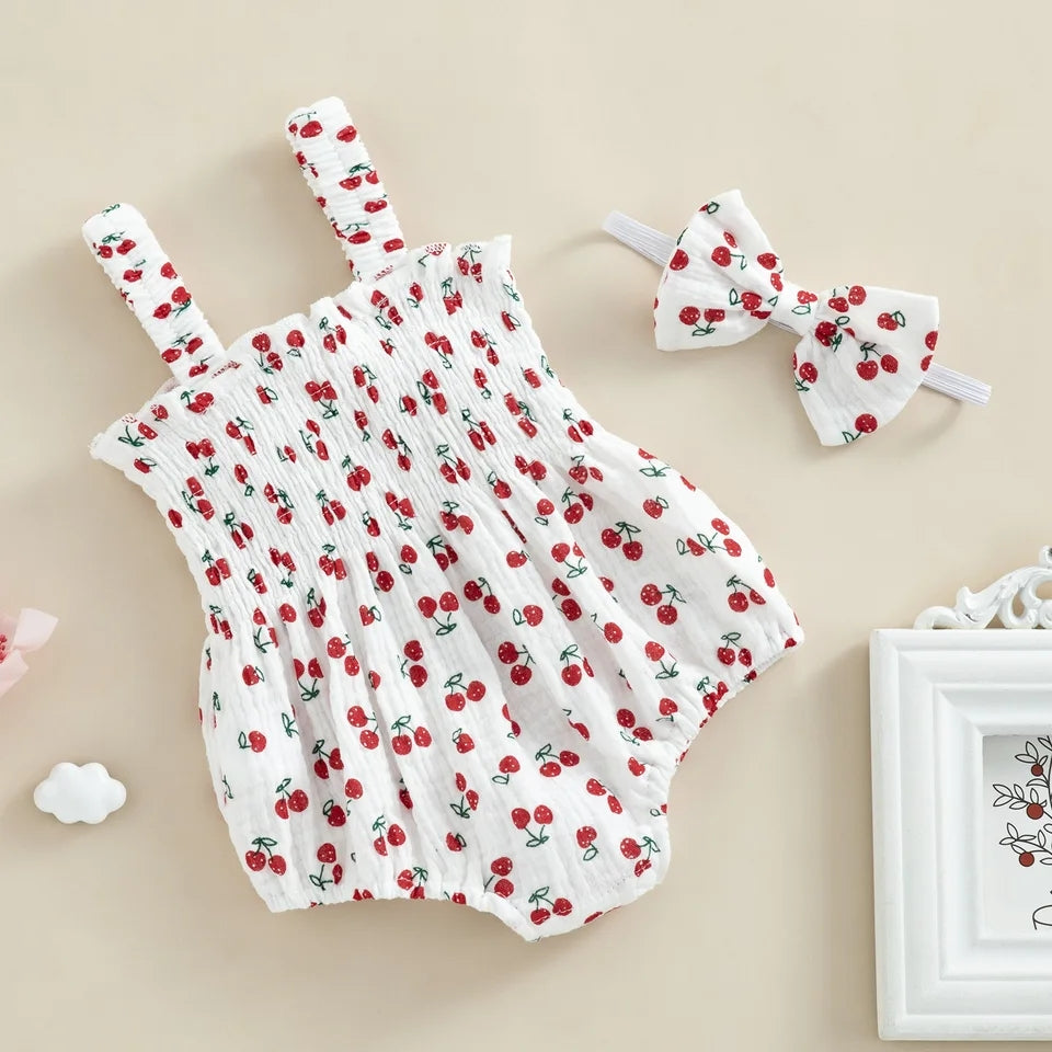 Cherry Romper and Headband Set