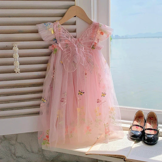 Pink Floral Butterfly Dress