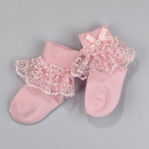 Pink Frilly Ankle Socks