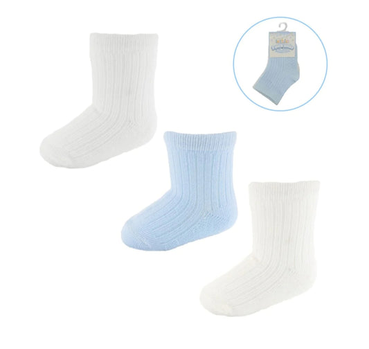 3pk Ankle Socks Blues