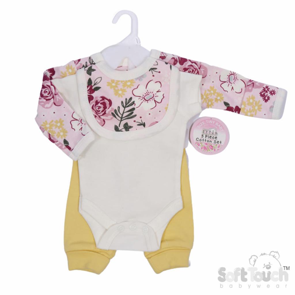 Tiny Baby Cream Florals Set