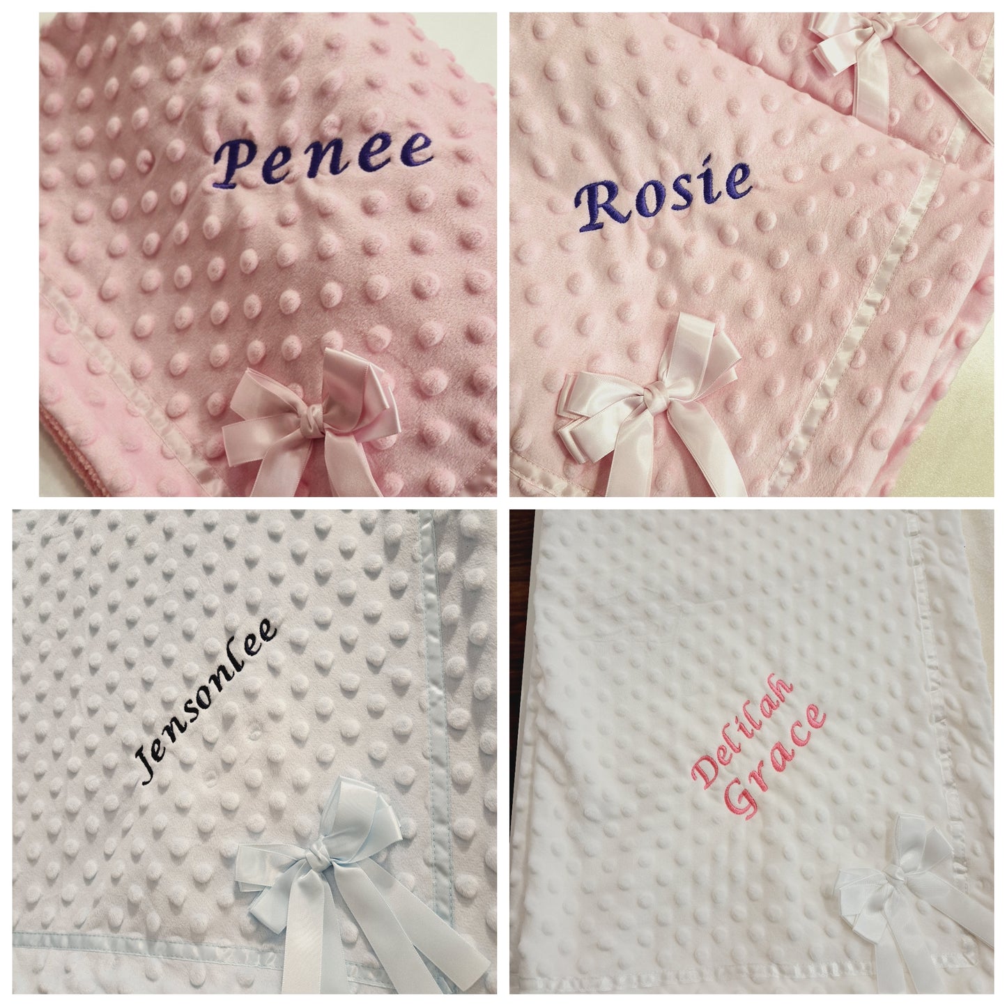 Personalised embroidered plush Bow Blanket