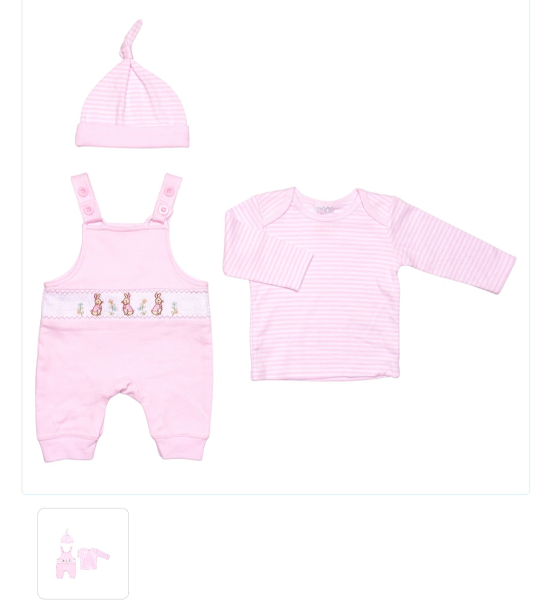 Peter and Flopsy 3pc Dungaree Set