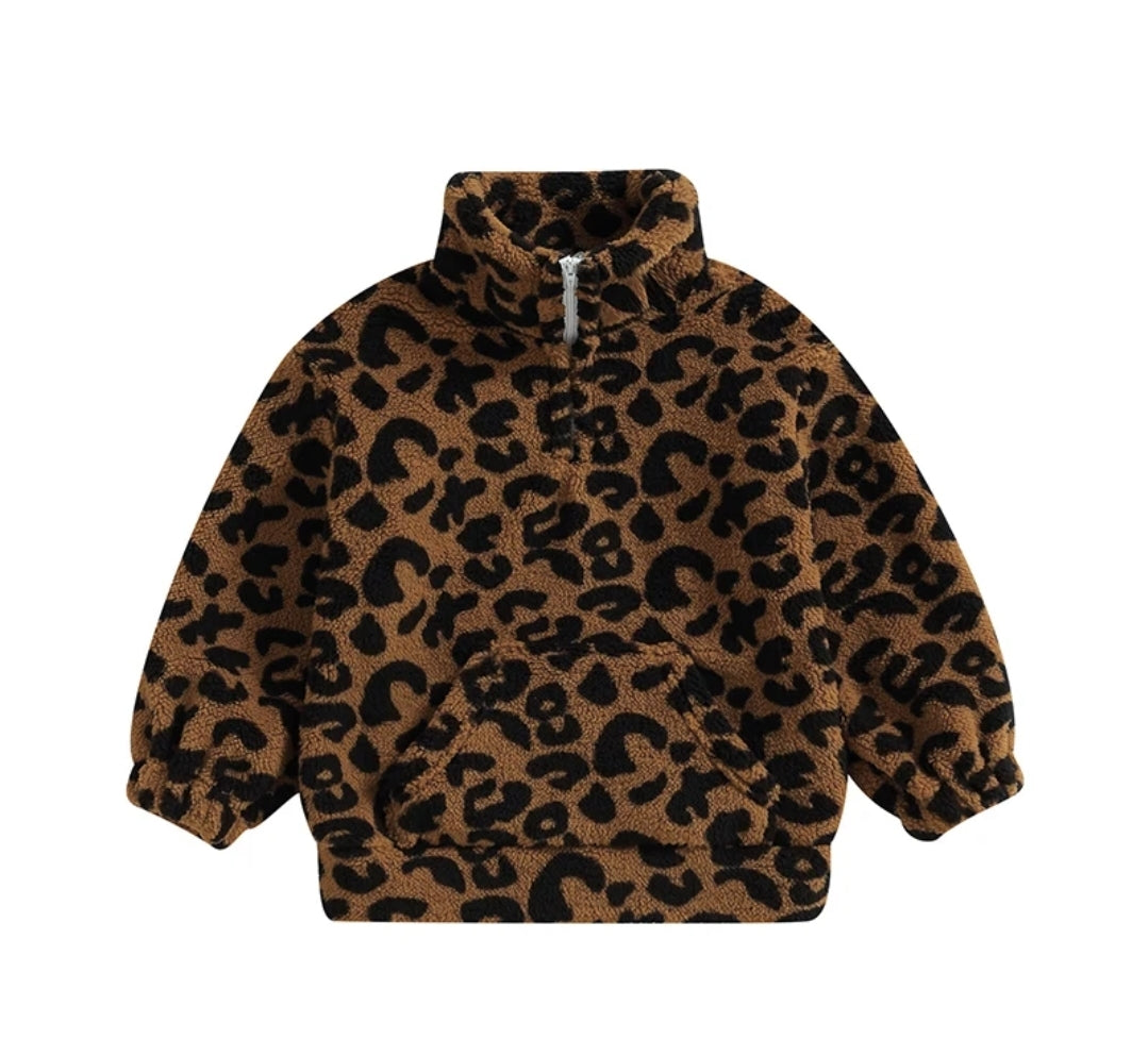 Older Girl Leopard Print Fleece