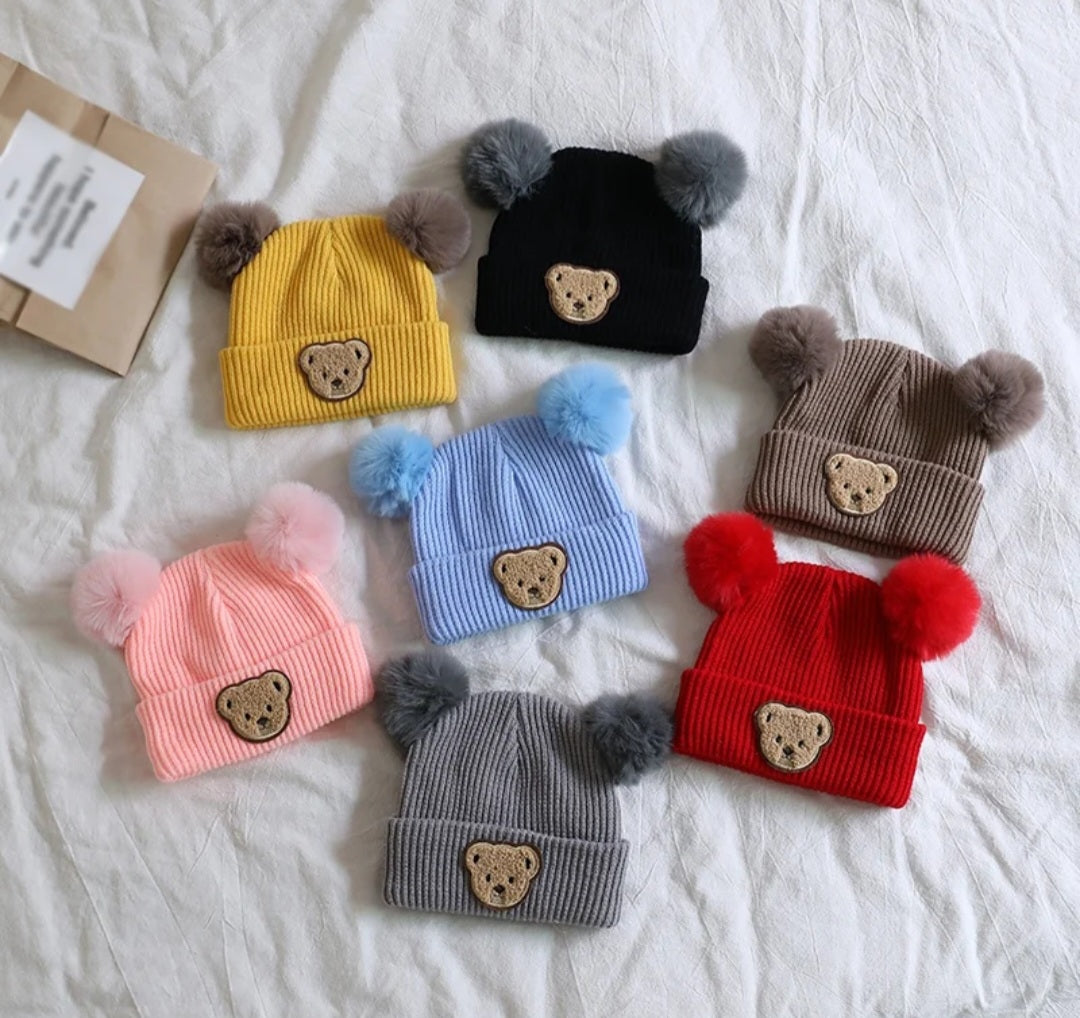 Teddy Pom Pom Hat