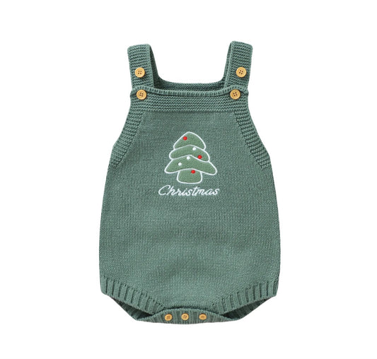 Sage Green Knit Christmas Romper Pre Order