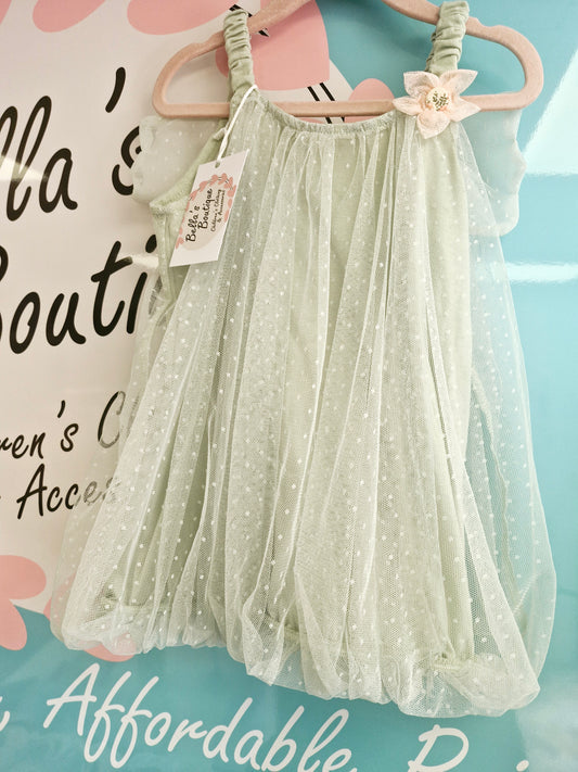 Sage green tulle dress 1-2 years preloved