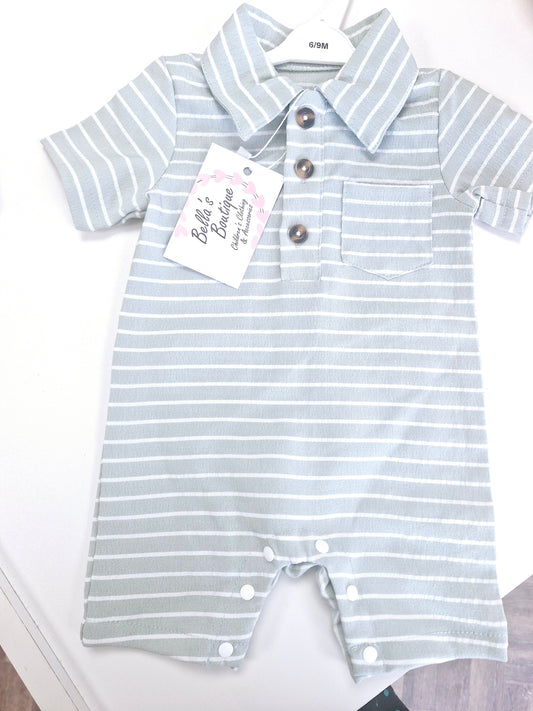 Sage green baby summer romper 6-9 months preloved