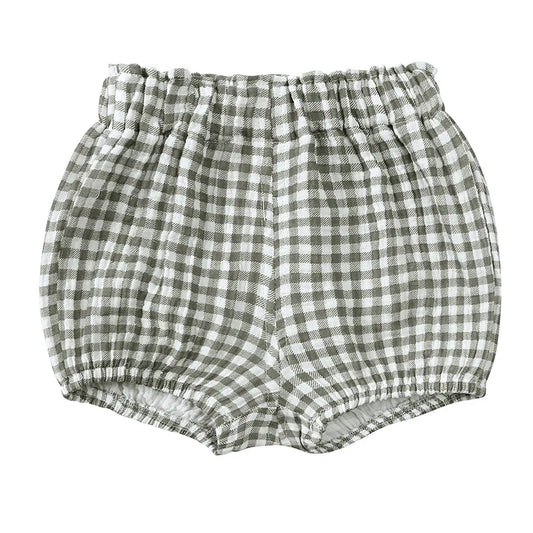 Grey Checked Muslin Cotton Shorts