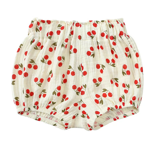 Cherry Muslin Cotton Shorts